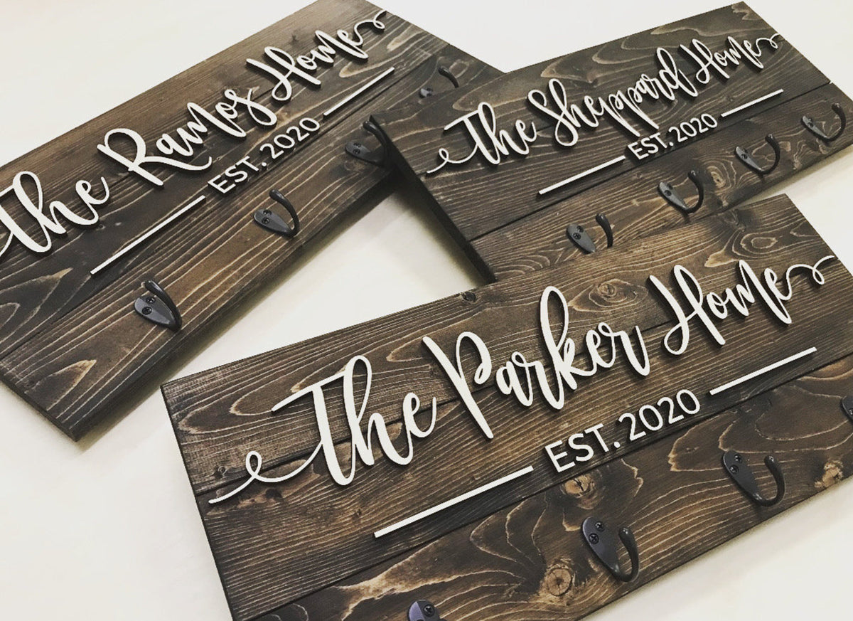 The Family - Personalized Wood Key Holder - Housewarming Gift For Family, Friends, Couple