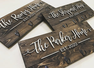 The Family - Personalized Wood Key Holder - Housewarming Gift For Family, Friends, Couple