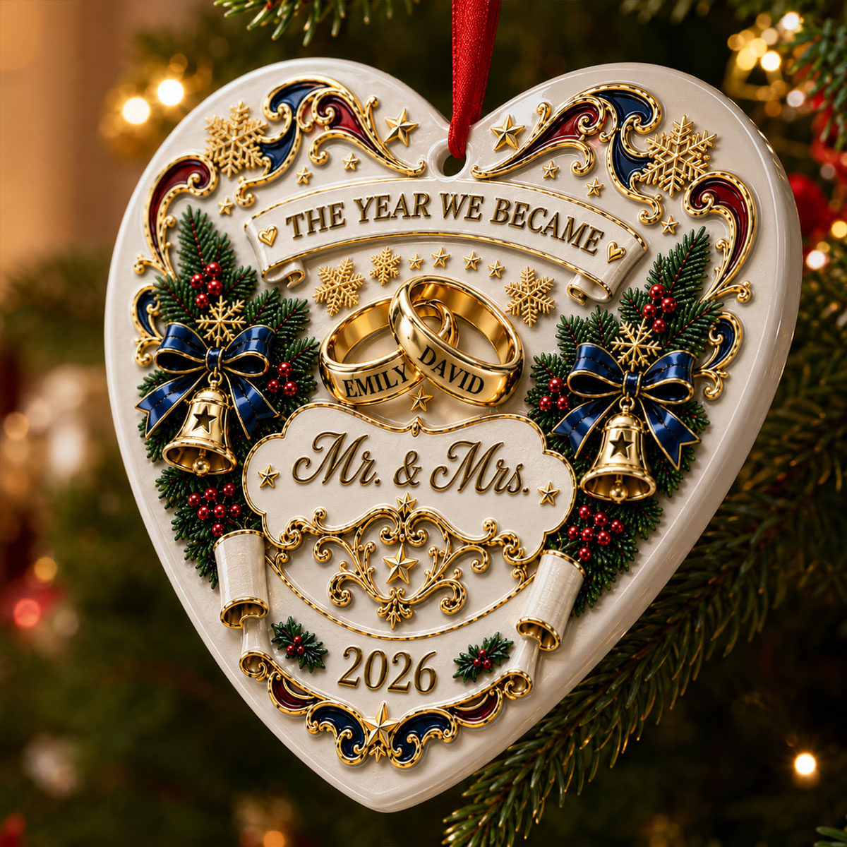 The Year We Became Mr & Mrs Ornament - Real 3D Raised Ornament