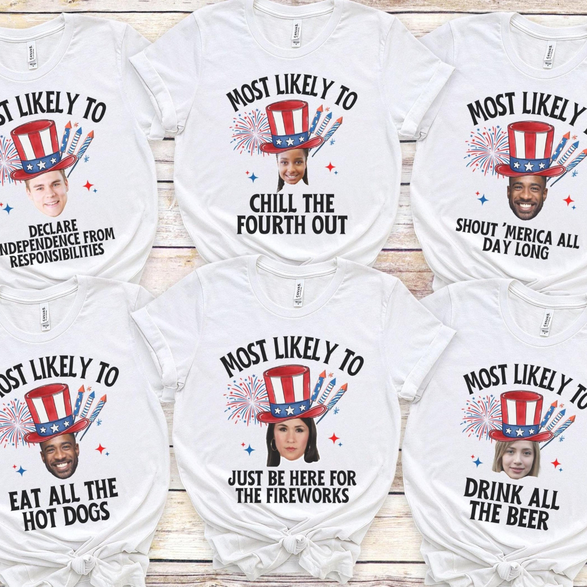 Custom Photo Funny 4th of July Shirts, Most Likely To Fourth of July TShirts, Family Matching Independence Day Tees, Patriotic Group Shirts