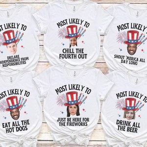 Custom Photo Funny 4th of July Shirts, Most Likely To Fourth of July TShirts, Family Matching Independence Day Tees, Patriotic Group Shirts
