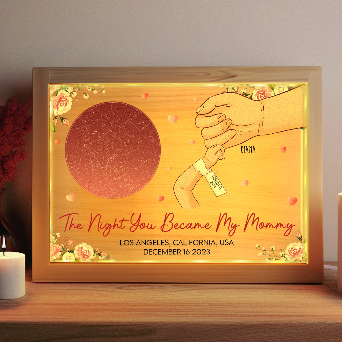 The Night You Became My Mommy 1st Mother's Day - Personalized Frame Light Box - Gift For New Mom