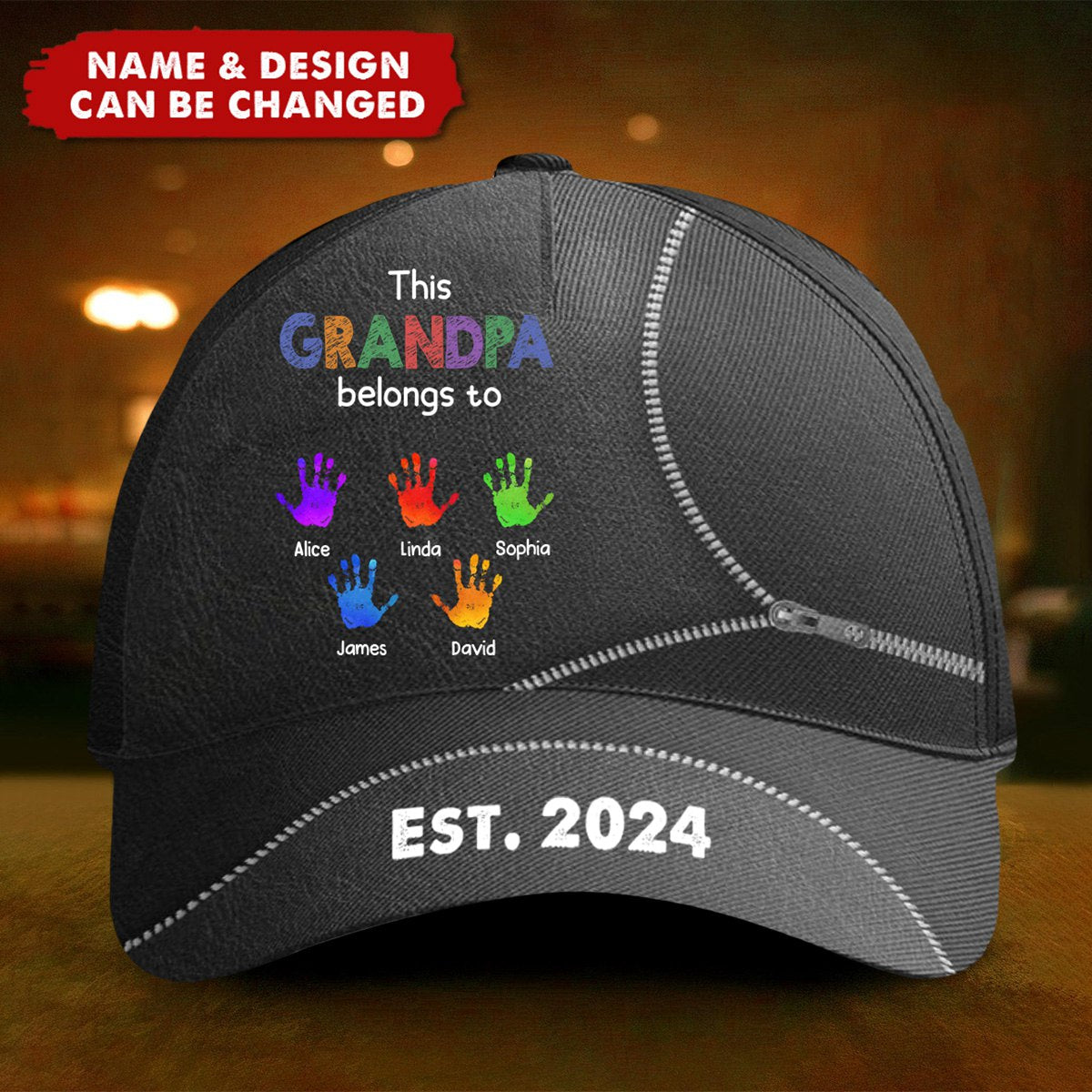 This Grandpa Belongs To Kids EST. Year - Personalized Classic Cap - Gift For Grandpa, Father's Day, Birthday Gift
