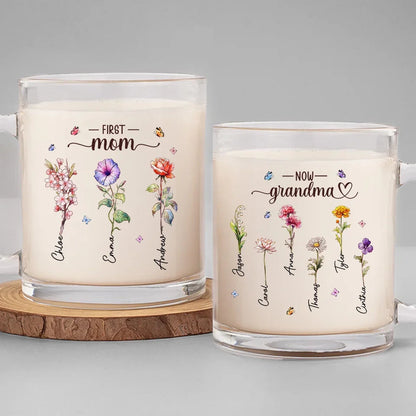 Grandma's Love Brings Blossoms To Life - Personalized Glass Mug - Gift For Mom, Grandma, Mother's Day, Birthday Gift