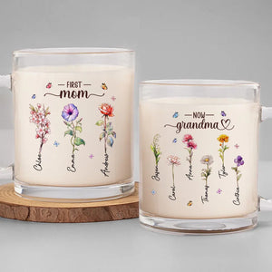 Grandma's Love Brings Blossoms To Life - Personalized Glass Mug - Gift For Mom, Grandma, Mother's Day, Birthday Gift