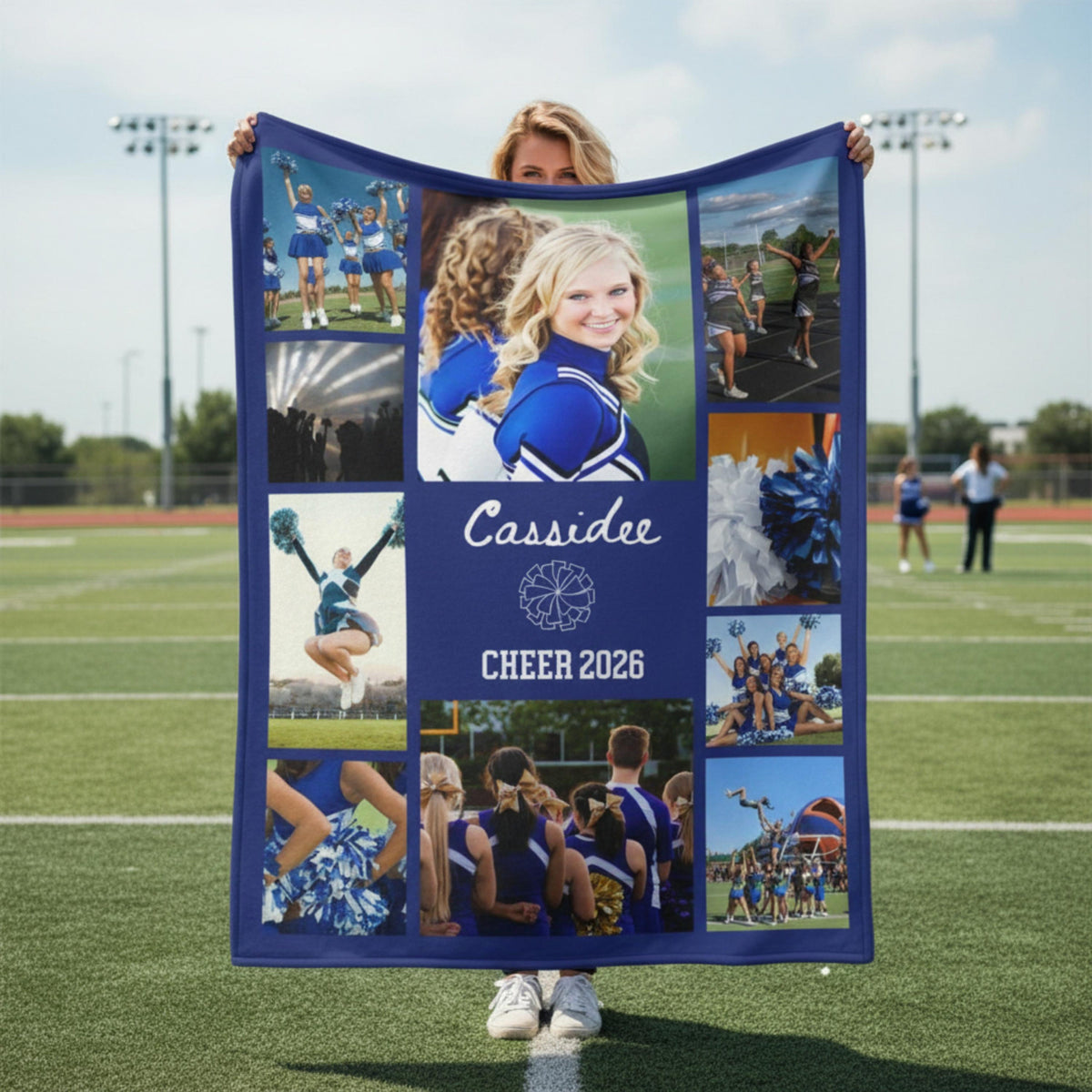 Cheerleader Photo Blanket, Personalized Cheer Gift, Custom Cheerleading Keepsake, Cheer Team Graduation, Senior Night Coach Cheer Gif