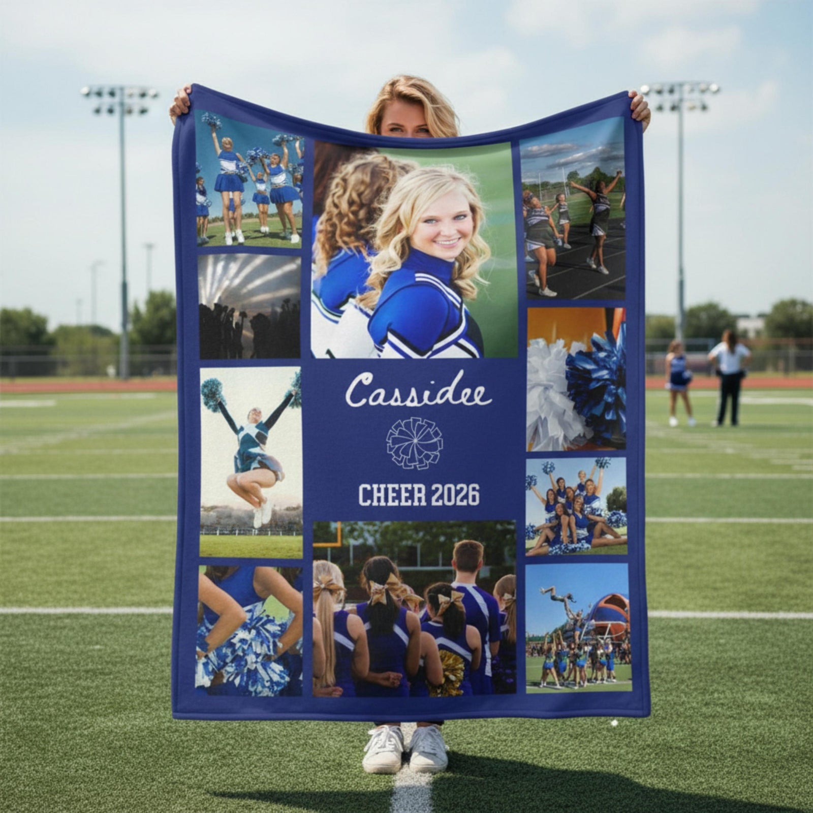 Cheerleader Photo Blanket, Personalized Cheer Gift, Custom Cheerleading Keepsake, Cheer Team Graduation, Senior Night Coach Cheer Gif