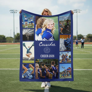 Cheerleader Photo Blanket, Personalized Cheer Gift, Custom Cheerleading Keepsake, Cheer Team Graduation, Senior Night Coach Cheer Gif