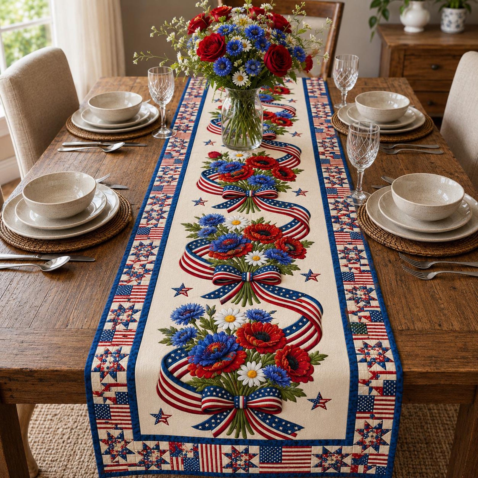 USA 250th Anniversary Table Runner, Patriotic America 1776-2026 Table Decor, Independence Day Dining Table Runner, Americana Home Decoration