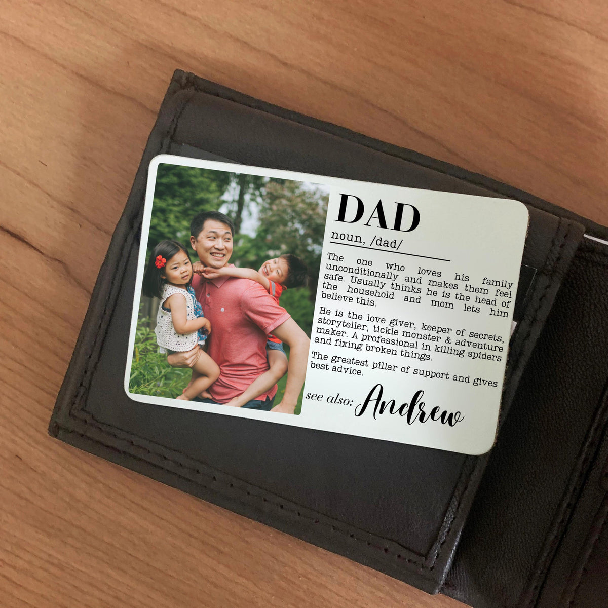 Personalized Dad Definition Metal Wallet Card, Unique Father's Day Gift from Kids, Engraved Wallet Insert, Christmas Birthday Gift for Dad