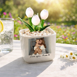 Custom Birth Month Glass Flower Pot, Hand Blown Glass Potted Plants, Personalized Vintage Mother's Day Gift for Mom, Mini Glass Flower Pot