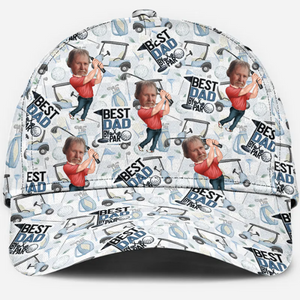 Best Dad By Par Upload Dad's Photo - Personalized Classic Cap - Father's Day Gift For Dad, Grandpa