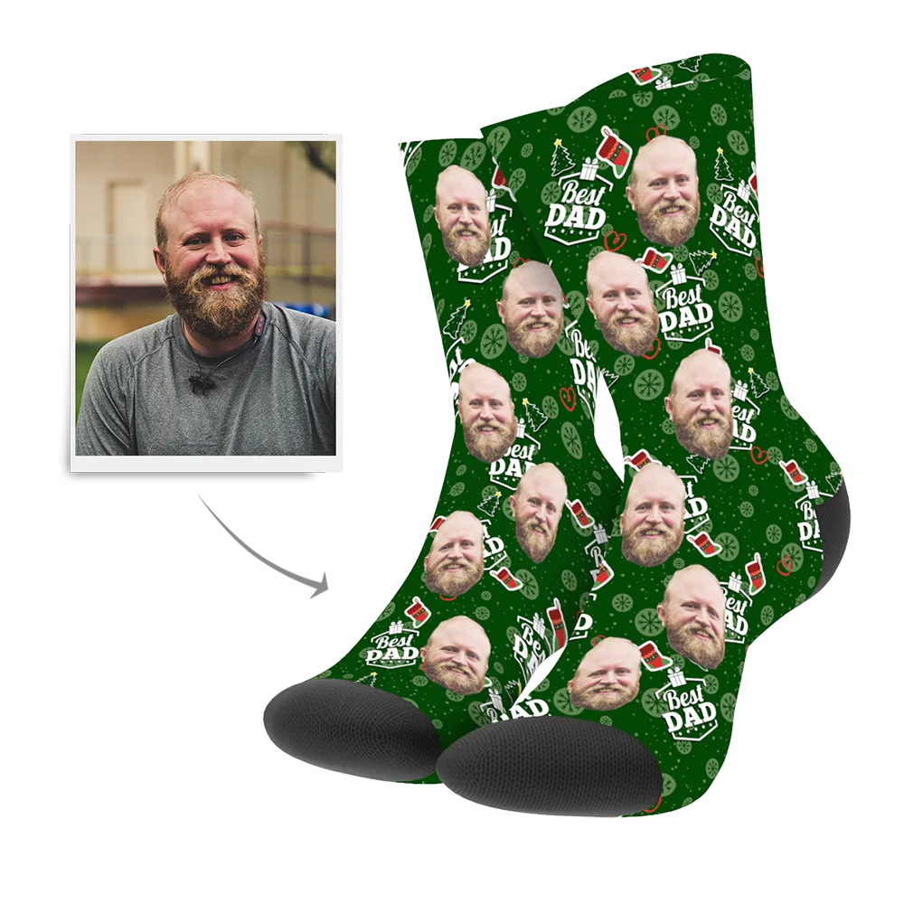 Custom Face Best Dad - Personalized Socks - Christmas Gifts for Father