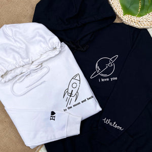 I Love You To The Moon And Back Shirt, Matching Couple Embroidered shirt, Gift For Couple, Gift For Boyfriend Girlfriend