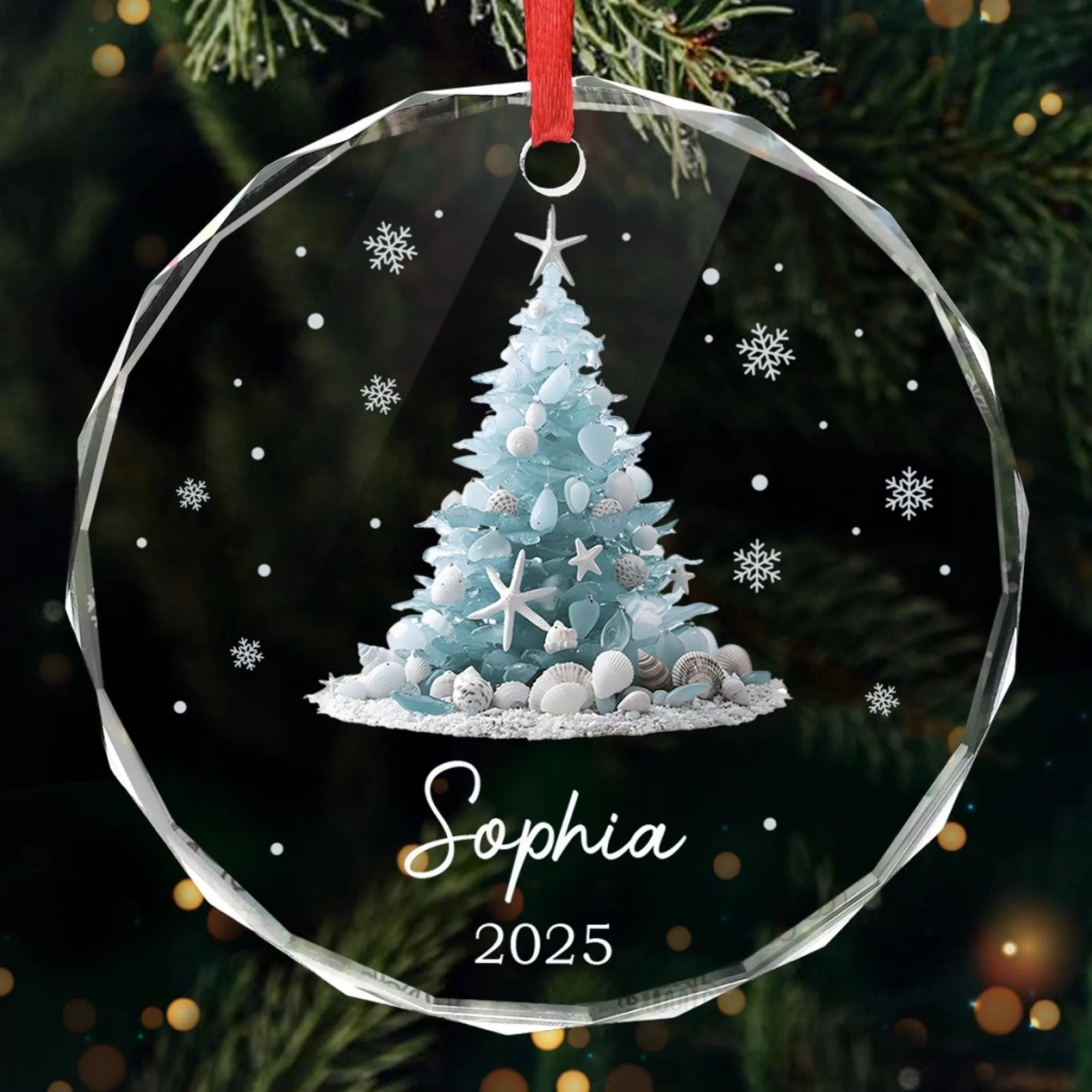 Sandy Toes Christmas Joy - Personalized Crystal Ornament - Christmas Gift For Sister, Friend, Family