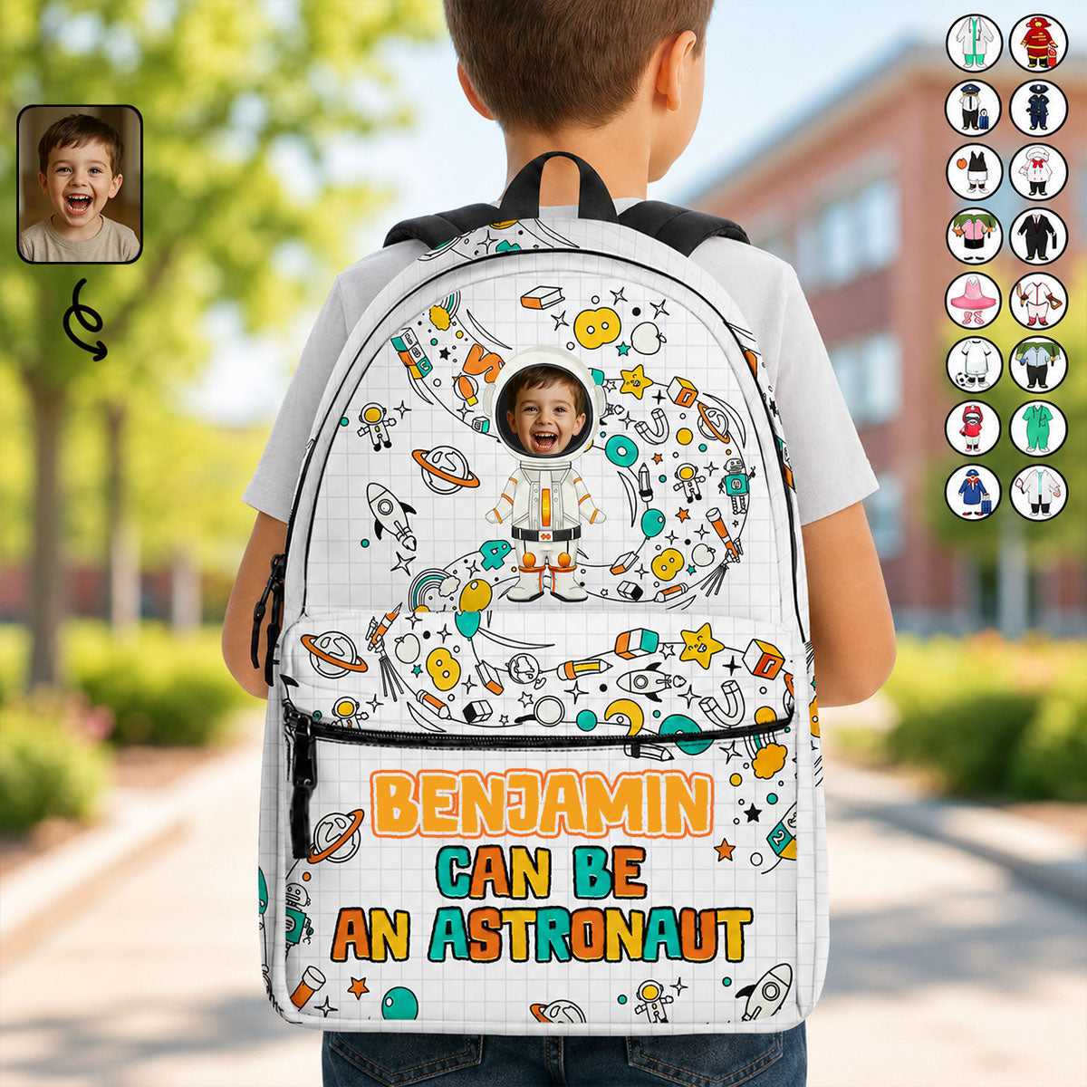Custom Photo Kid Can Be Anything - Personalized Canvas Backpack