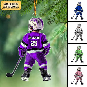Little Hockey Player - Personalized Acrylic Ornament - Christmas Gift For Hockey Player, Gift For Kid