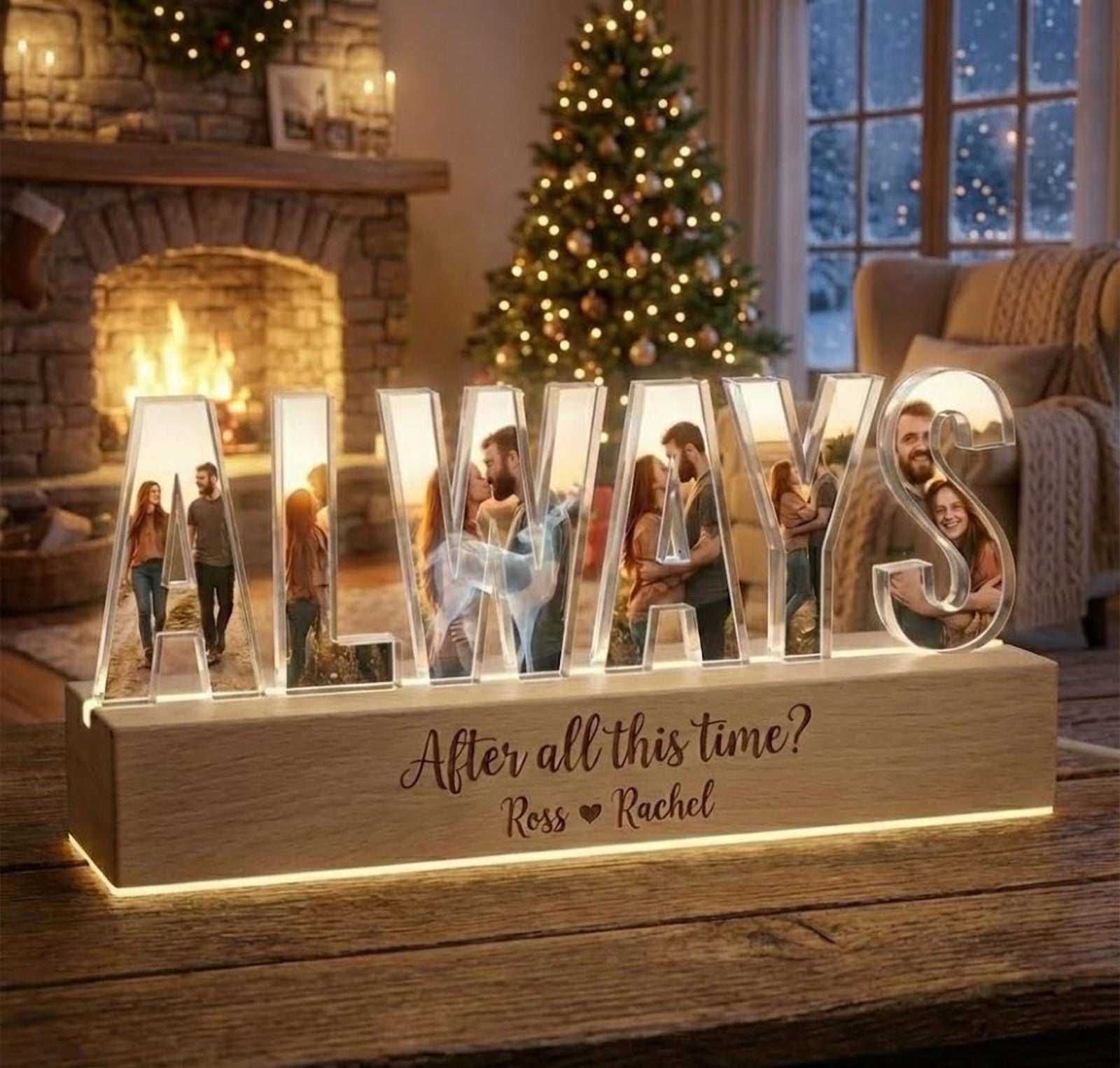 Always Photo Acrylic LED Lamp for Couples, Custom Name Light Romantic Home Decor Gift For Couple
