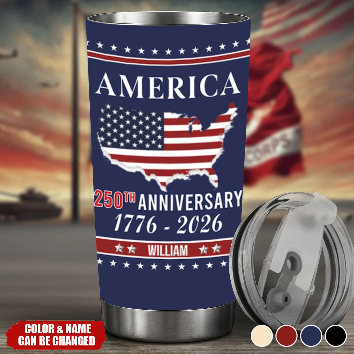 Personalized Family Name, 250th Anniversary Tumbler, 4th of July Gift, Patriotic Gift For Family