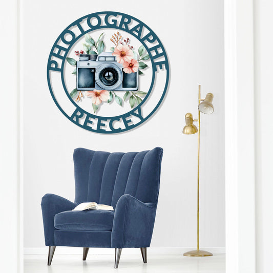 Custom Camera Metal Wall Art, Vintage Photo Camera Sign Camera Wall Decor Photo Studio Decor Photographer Name Sign Photography Lovers Gift