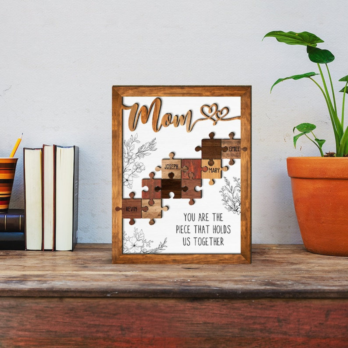 You Are The Piece That Holds Us Together Puzzle Pieces - Personalized Picture Frame - Gift For Mom, Mother's Day Gift