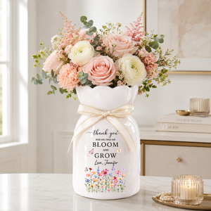 Thanks Teacher Back To School Personalized Ribbon Tie Flower Vase