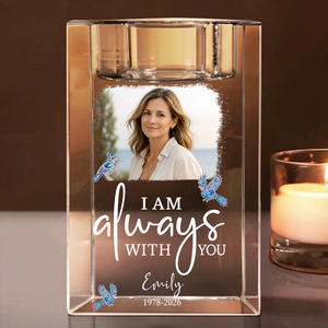 I Am Always With You Personalized Crystal Candle Holder
