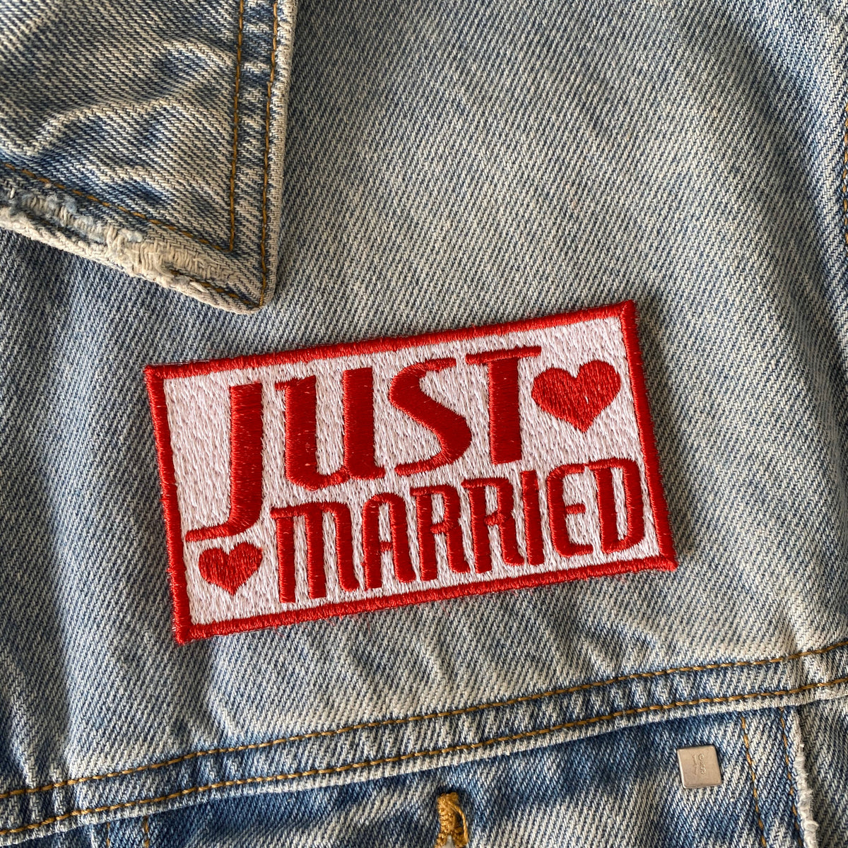 Just Married Iron-On Embroidered Patch, Bride To Be, Wedding Photo Shoot, Gift For Couple