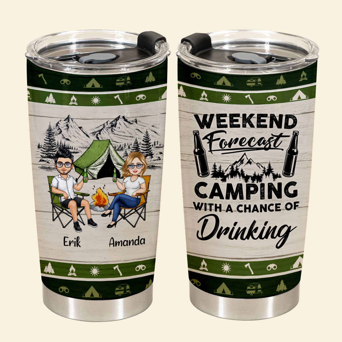 Camping With A Chance Of Drinking - Personzlized Tumbler - Gift For Couple, Camping, Summer