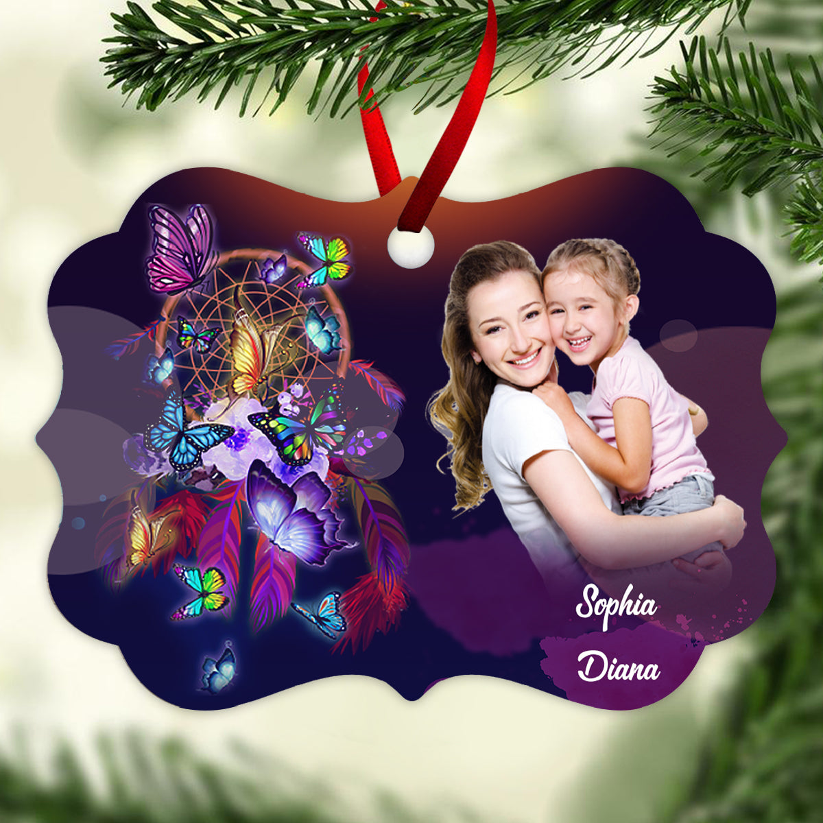 To My Daughter Never Feel That You Are Alone Butterfly - Personalized Ornament - Gift For Daughter