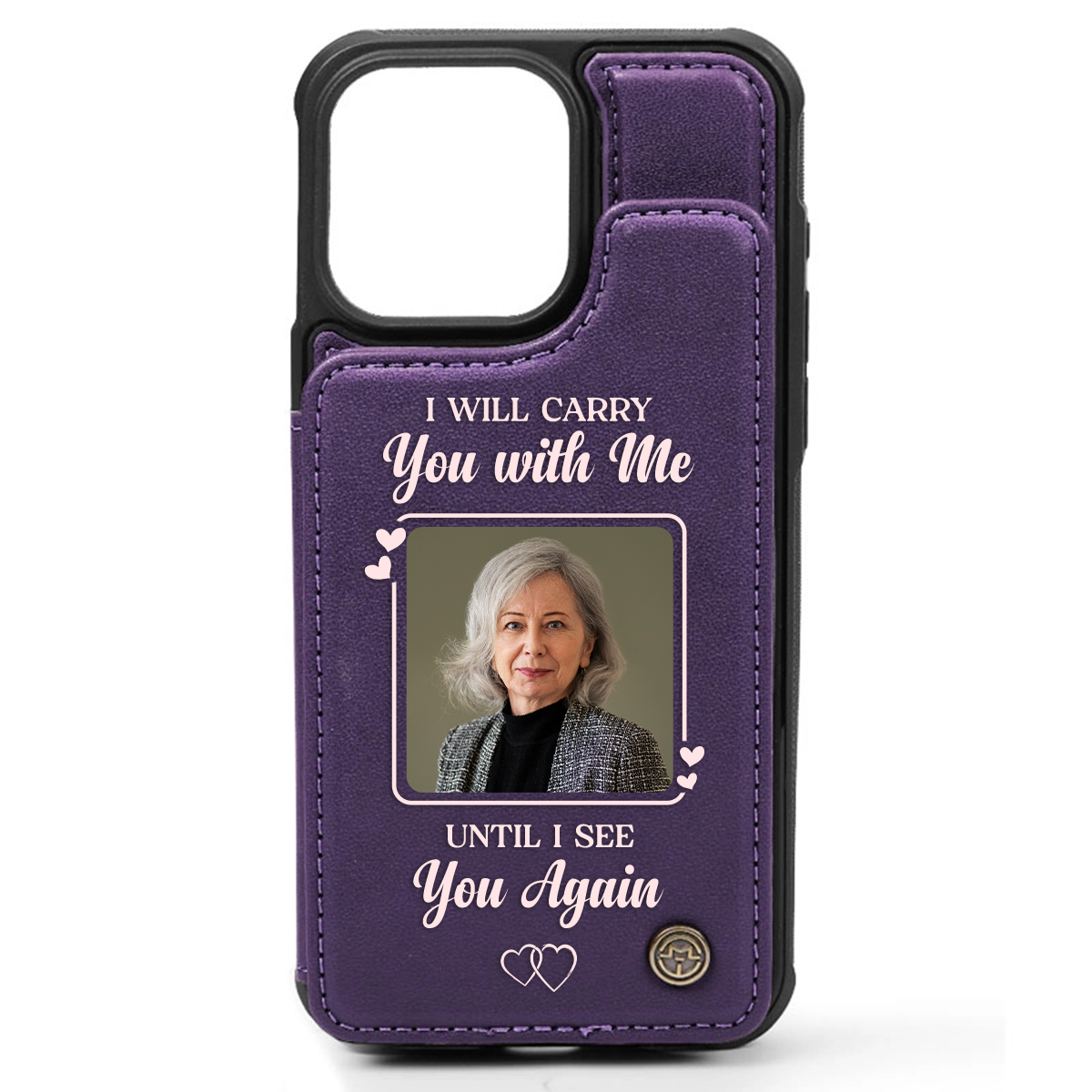 Custom Photo Memorial I Will Carry You With Me - Personalized Leather Flip Wallet Phone Case
