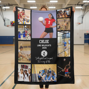 Personalized Volleyball Photo Blanket, Custom Senior Night Gift, Volleyball Team Graduation Coach Appreciation Keepsake Libero Birthday gift