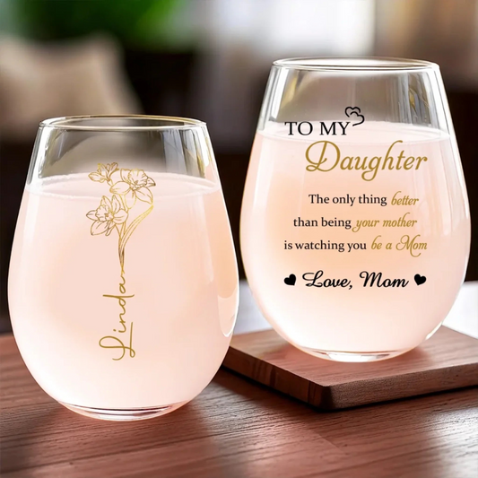 To My Daughter Watching You Being A Mom - Personalized Wine Glass - Gift For Daughter On Mother's Day