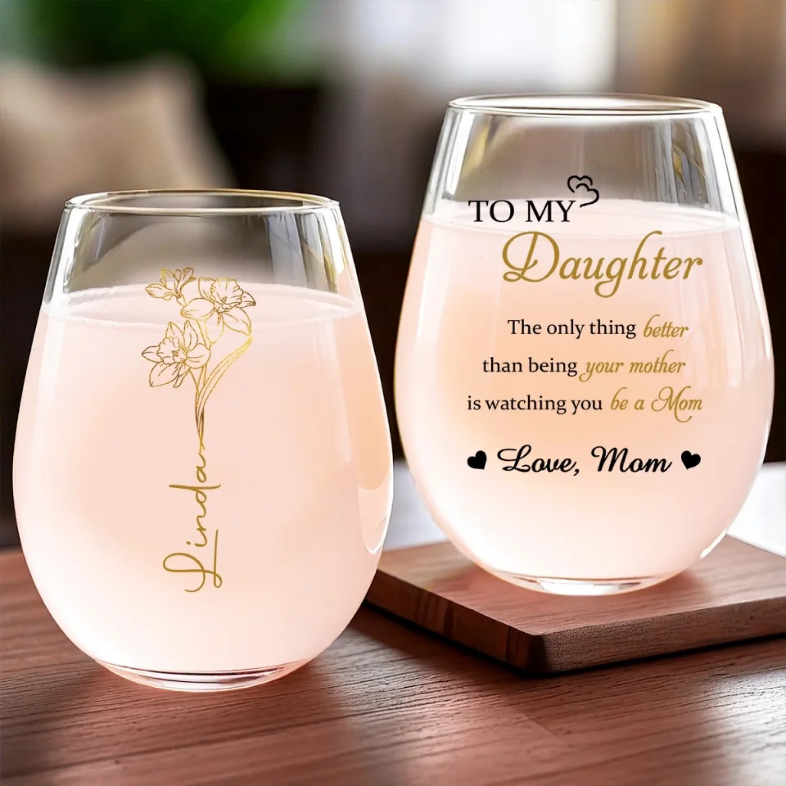 To My Daughter Watching You Being A Mom - Personalized Wine Glass - Gift For Daughter On Mother's Day