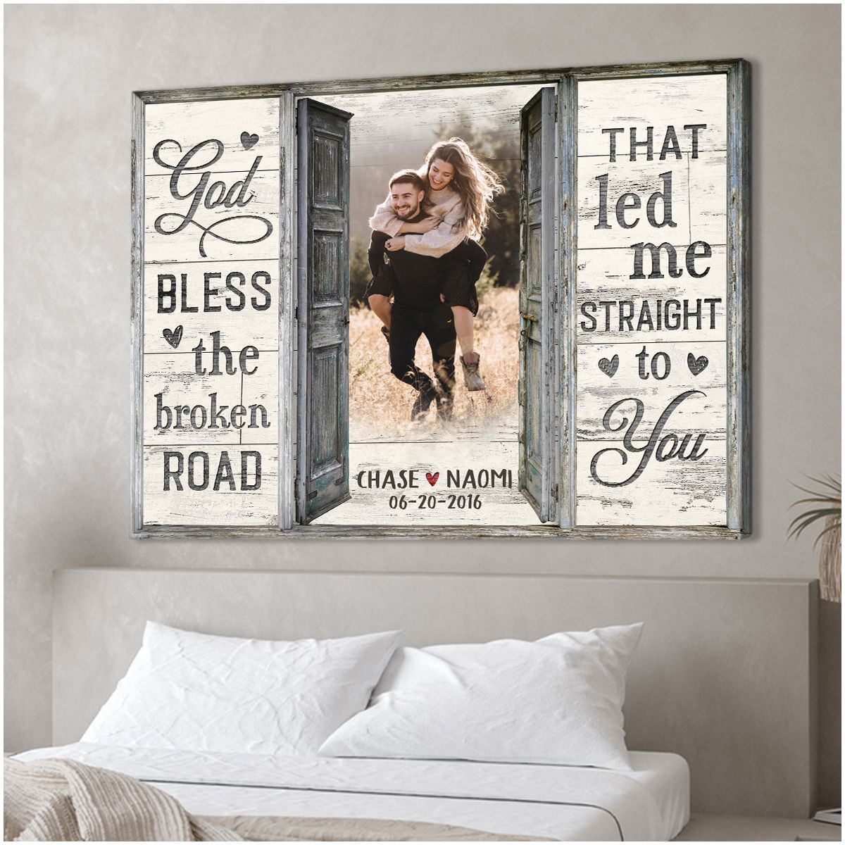 God Bless The Broken Road - Personalized Custom Window Frame Photo Canvas / Poster