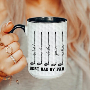 Custom Best Dad By Par Mug, Personalized Golf Gift For Men, Fathers Day Golfer Coffee Cup, Papa Present, Funny Husband Birthday Drinkware