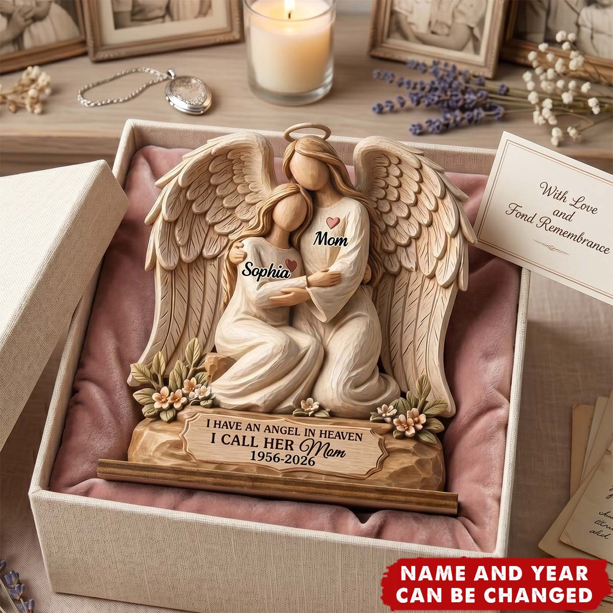 Wrapped In Heavenly Love - Personalized Wooden Plaque, Gift For Loss of Mom