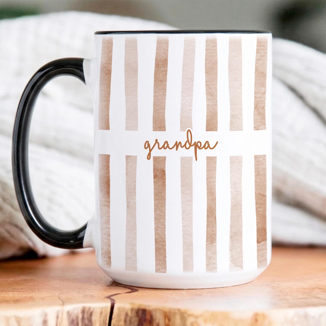 Dad Mug: Custom Striped Kids Names Coffee Cup, Father's Day Mug Gift for Daddy, First Time Dad Gifts