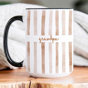 Dad Mug: Custom Striped Kids Names Coffee Cup, Father's Day Mug Gift for Daddy, First Time Dad Gifts