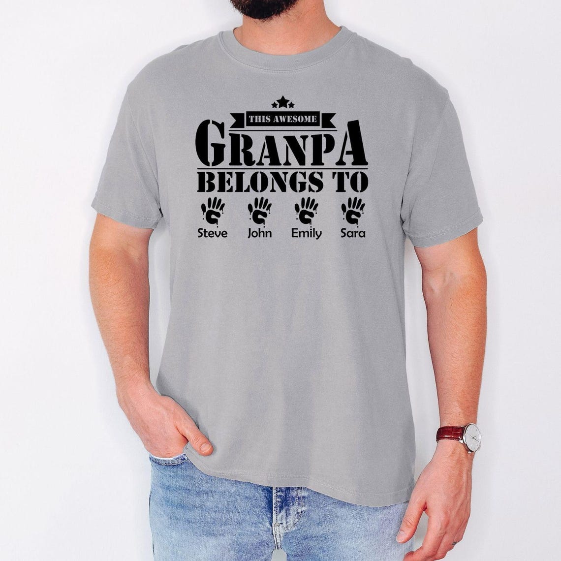 Comfort Colors Grandpa Shirt Personalized, This Awesome Grandpa Belongs To Custom Names Shirt, Gift For Grandpa Fathers Day Shirt,Grandkids