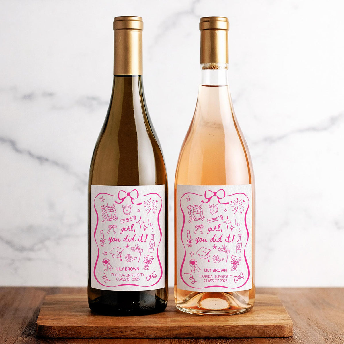 Personalized Graduation Wine Label, Custom Grad Party Decorations, Graduation Gifts for Girls