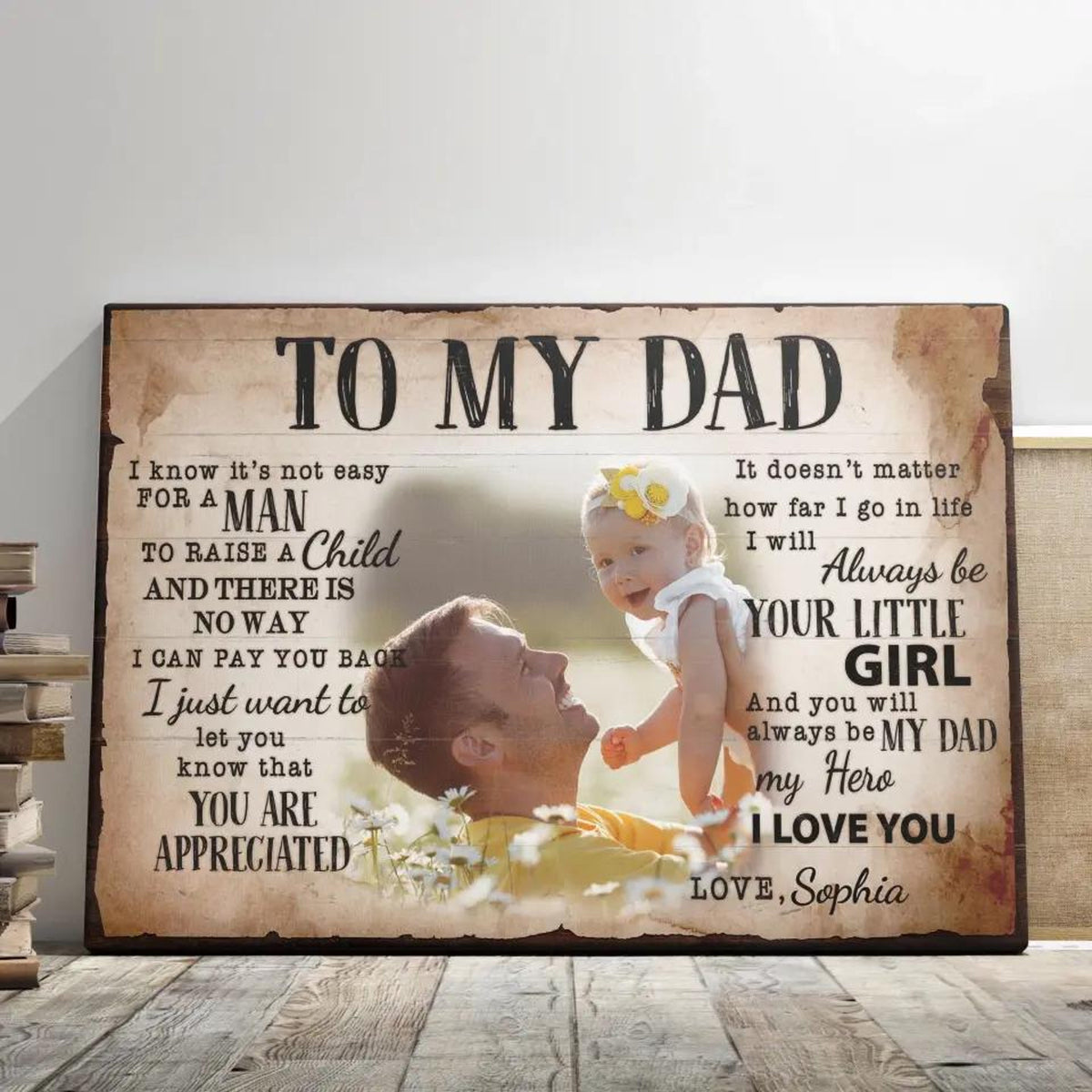 Personalized Canvas Prints For Dad, Custom Photo And Name, Gift For Dad, Father's Day Gift, Love Dad, To My Dad