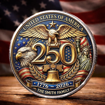Patriotic 4th of July Family Keepsake Metal Coin Personalized American Heritage Challenge Coin Gift for Family Reunion, Independence Day & Memorial Celebration