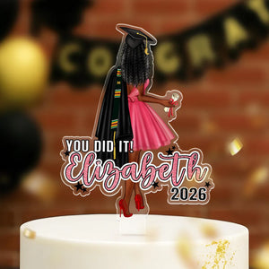Custom Graduation Cake Topper for Girl, Personalized 2026 Senior Cake Decor, Graduation Gifts for Her