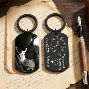 The Moment You Became My Daddy, Personalised Photo Keyring With New Born Baby Photo Gift, Gift for New Daddy,1st Father's Day Gift