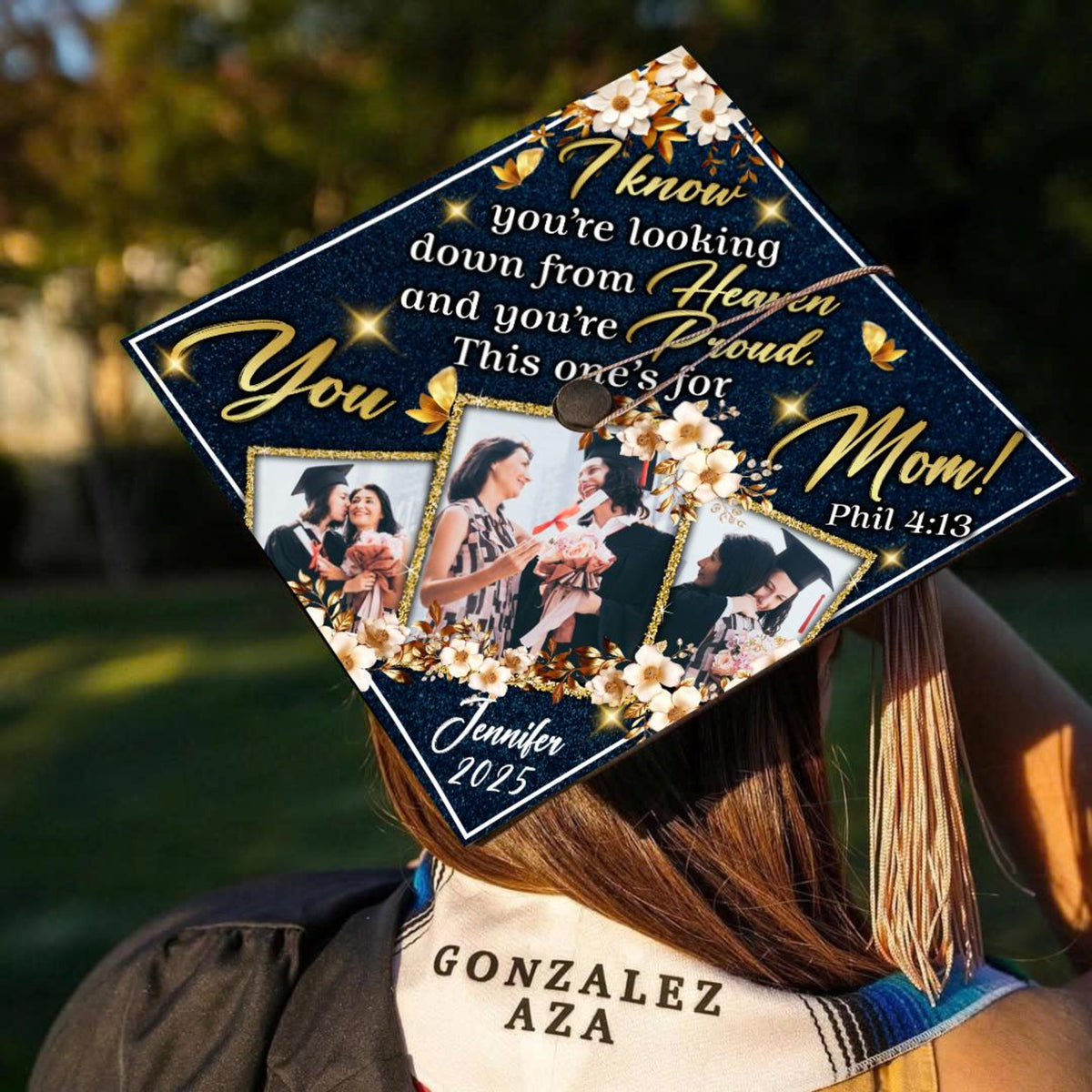 Custom Photo Mom Memorial Graduation Cap Topper, This is For You Mom Grad Cap