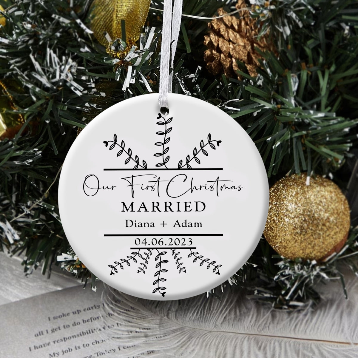 Christmas Engaged Classic Style - Personalized Ornament - Christmas Gift
