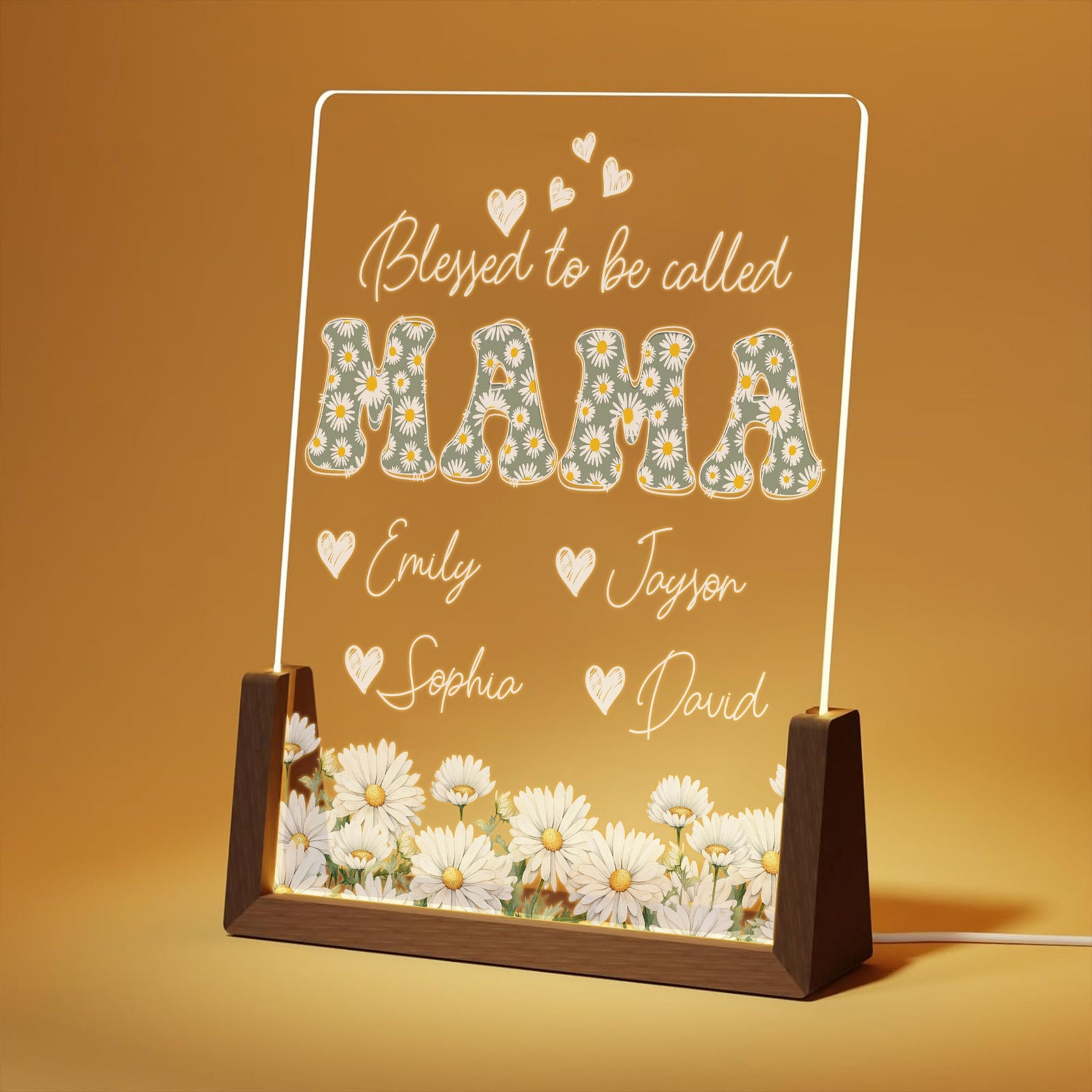 Blessed To Be Called Mama Wildflower - Perssonalized Desk Name Plate - Gift For Mom, Mother's Day Gift