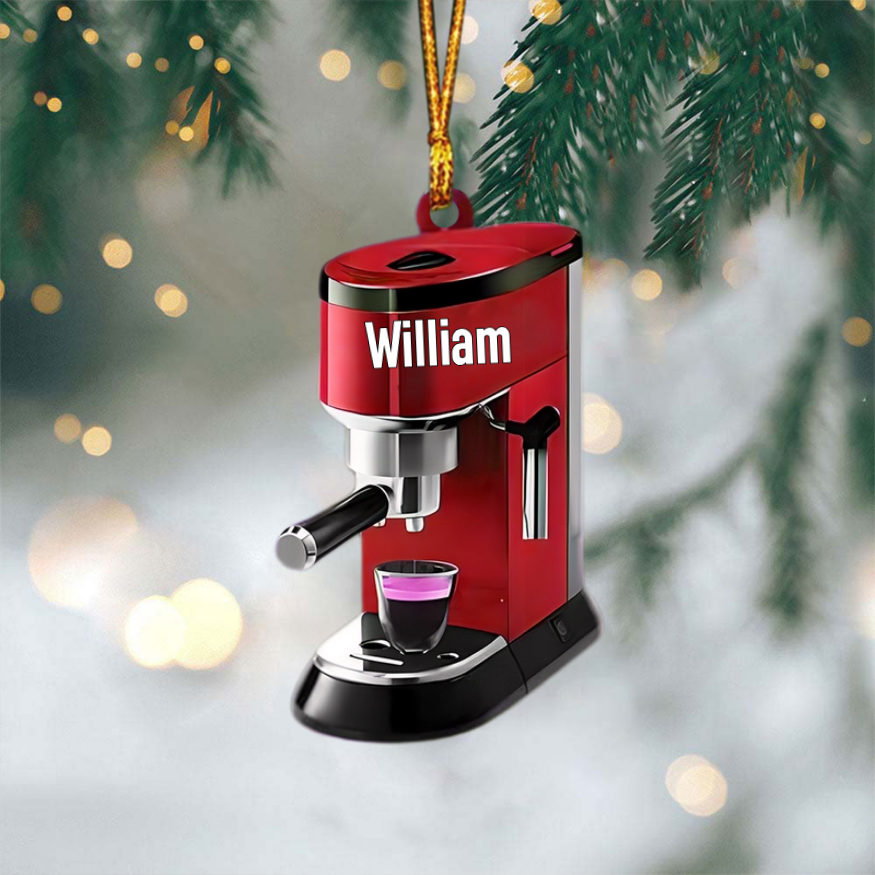Personalized Coffee Machine Ornament - Coffee Machine Ornament Gift for Coffee Lover