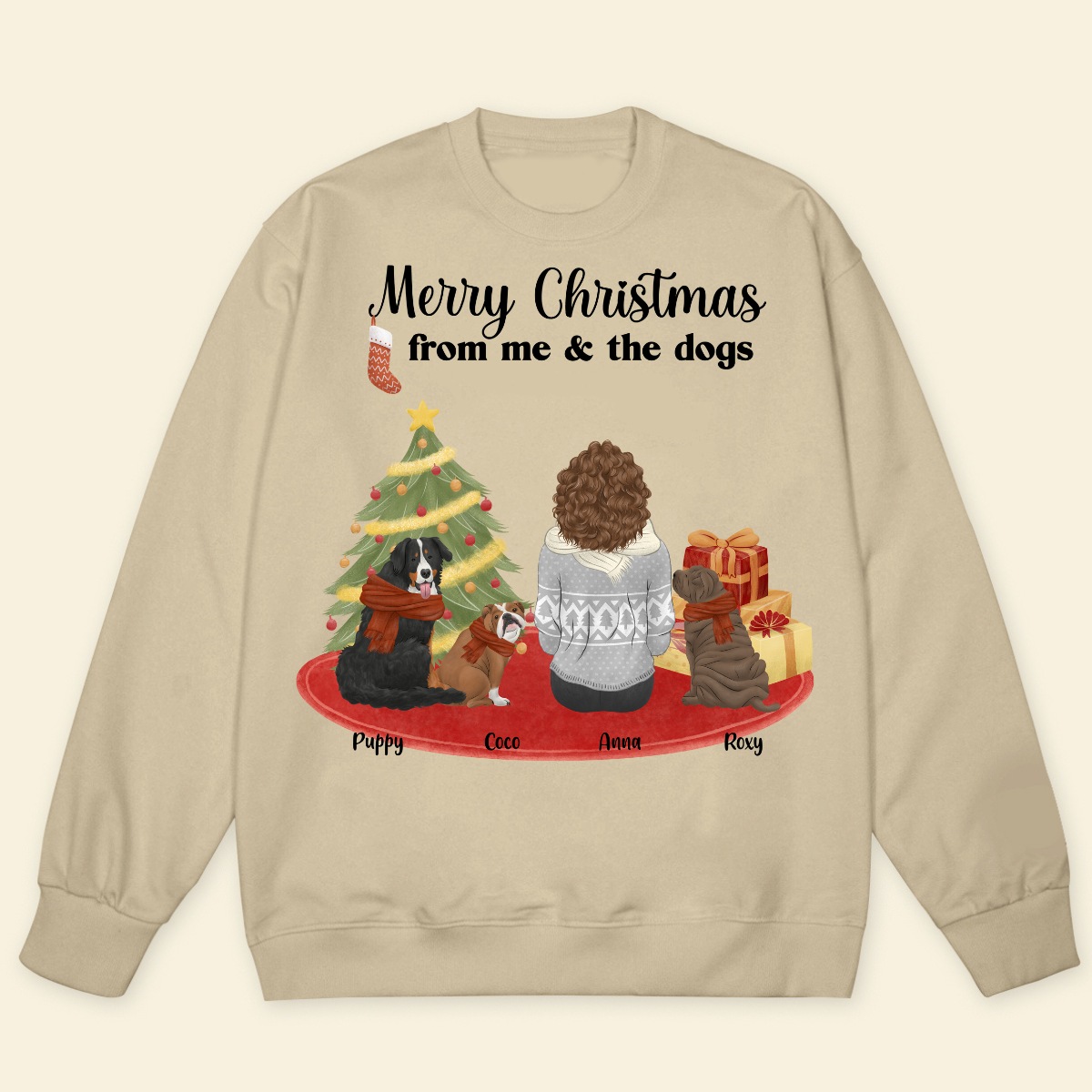 Merry christmas from me & the dogs Personalized Sweatshirt Christmas Gift For Dog Lovers Gift For Dog Mom Dog Dad Winter Season Gift
